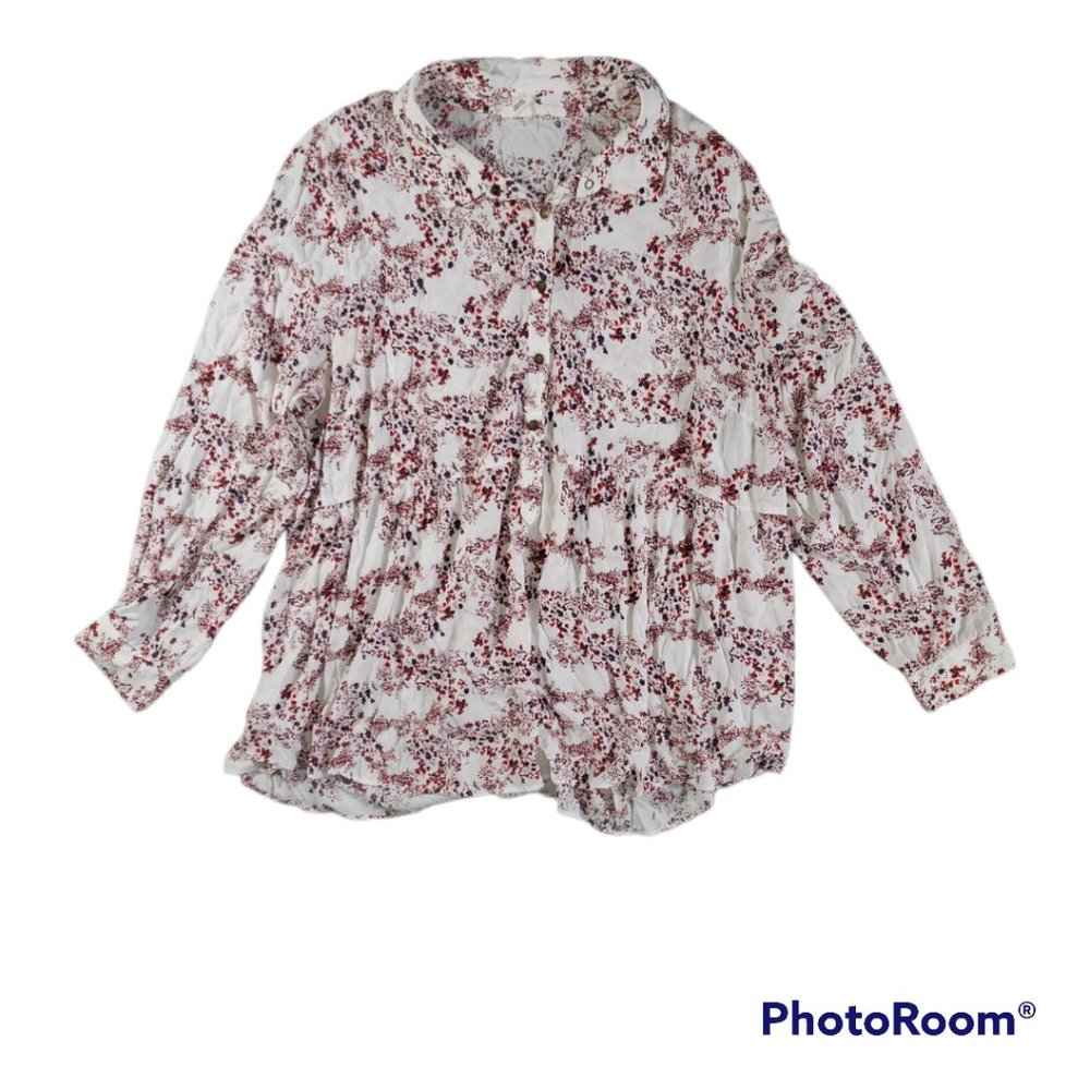 DC JEANS Floral Long Sleeve Babydoll Top Size 2X